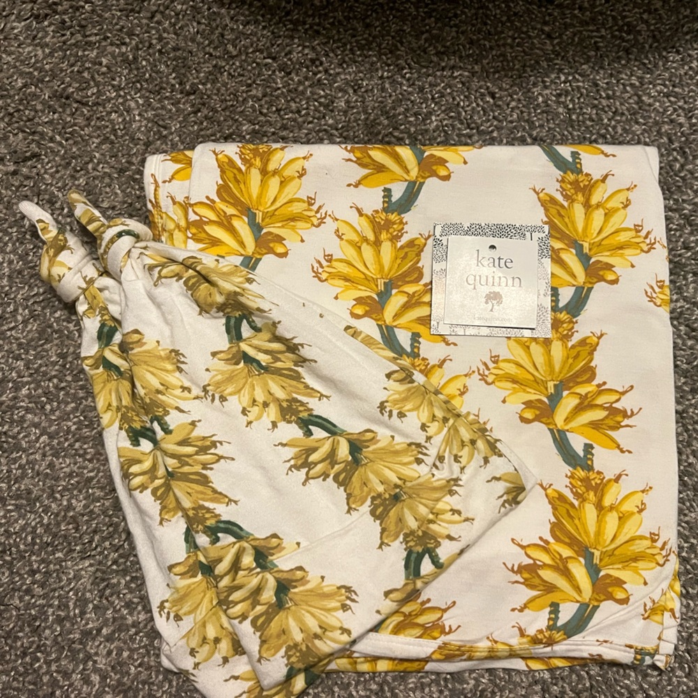 Kate Quinn blanket and hat set